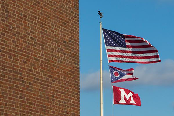 Flags on Miami University campus